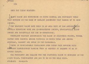 Primary view of object titled '[News Script: New top Texas weather]'.