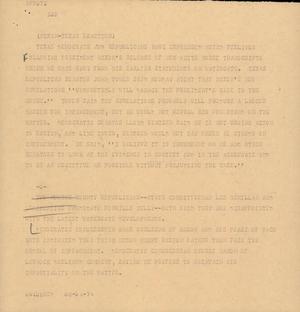 Primary view of object titled '[News Script: Nixon Texas reaction]'.