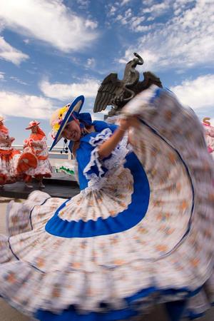 Primary view of object titled '[A Spectacle of Color and Tradition: Folklorico Dancers Unite at Amistad Dam]'.
