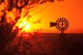 Photograph: [A Picturesque Sunset Behind a Windmill on Lake Amistad]