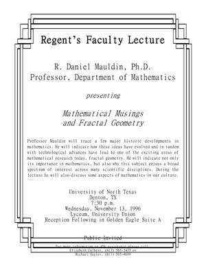 Primary view of object titled '[Regent's Faculty Lecture R. Daniel Mauldin, Flier]'.
