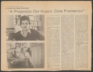 Primary view of object titled '[Clipping: A Proposito Del Nuevo Cine Fronterizo]'.