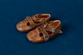 Thumbnail image of item number 2 in: 'Brown leather baby shoes'.