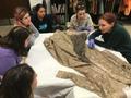 Photograph: [Embroidery expert Kat Diuguid speaking to students]