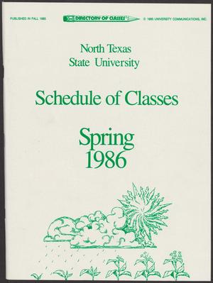 Primary view of object titled 'North Texas State University Schedule of Classes: Spring 1986'.