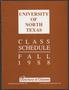 Book: University of North Texas Schedule of Classes: Fall 1988