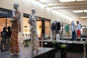 Primary view of object titled '[Mannequins featuring historic menswear designs]'.
