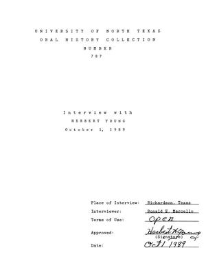 Primary view of object titled 'Oral History Interview with Herbert Young, October 1, 1989'.