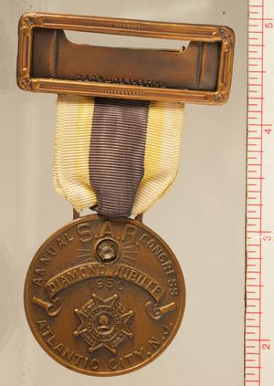 Primary view of object titled '[Sons of the American Revolution Diamond Jubilee Medal]'.