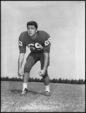 Primary view of object titled '[Football Player Noe Flores No. 69, September 1960]'.