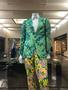 Photograph: [A green floral jacket and multicolored pants]