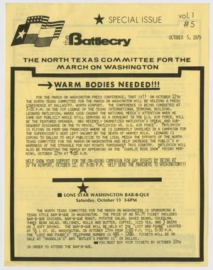 Primary view of object titled 'The Battlecry, Volume 1, Number 5, October 5, 1979'.
