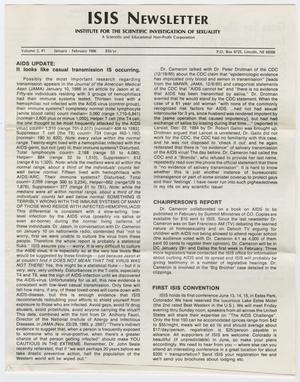 Primary view of object titled 'ISIS Newsletter, Volume 2, Number 1, January-February 1986'.