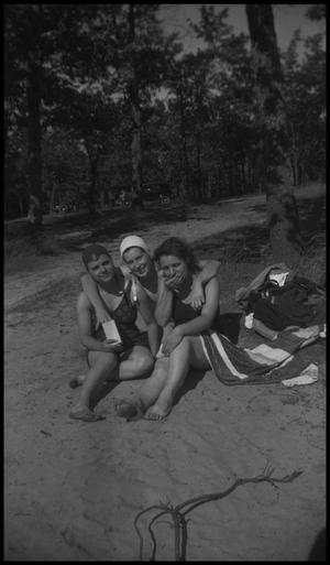 Primary view of object titled '[Three Girls on a Beach]'.