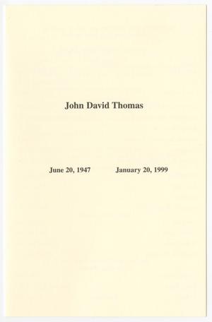 Primary view of object titled '[Funeral Program for John David Thomas, 1999]'.