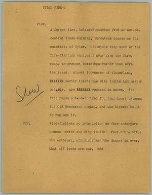 Primary view of object titled '[News Script: Tyler Fire]'.