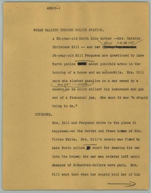 Primary view of object titled '[News Script: Arson]'.