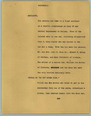 Primary view of object titled '[News Script: Accident]'.