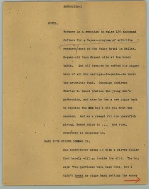 Primary view of object titled '[News Script: Arthritis]'.