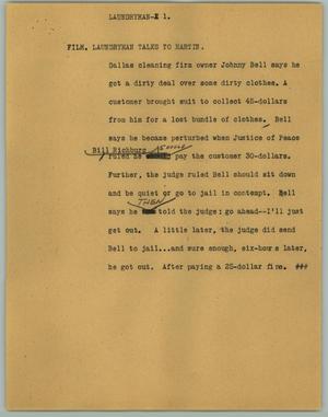 Primary view of object titled '[News Script: Laundryman]'.