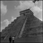 Photograph: [Individuals in front of a step pyramid]