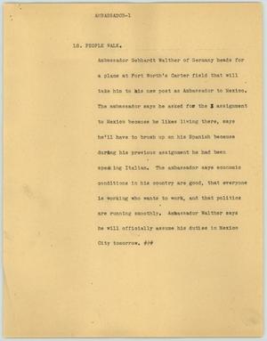 Primary view of object titled '[News Script: Ambassador]'.