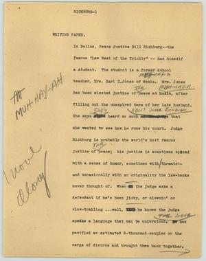 Primary view of object titled '[News Script: Richburg]'.