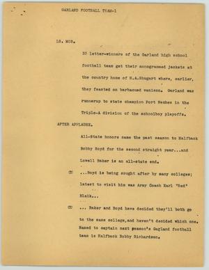 Primary view of object titled '[News Script: Garland Football Team]'.