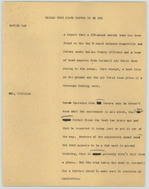 Primary view of object titled '[News Script: Dallas bomb scare]'.