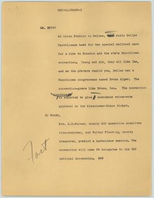 Primary view of object titled '[News Script: Republicans]'.