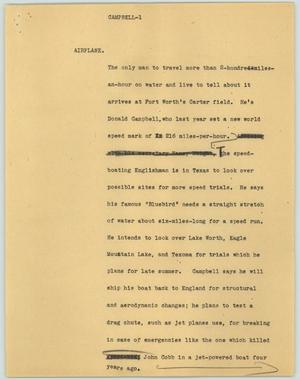 Primary view of object titled '[News Script: Campbell]'.