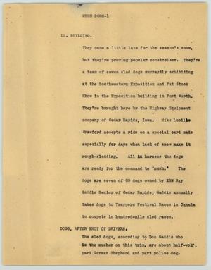 Primary view of object titled '[News Script: Mush Dogs]'.