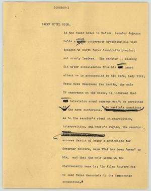 Primary view of object titled '[News Script: Johnson]'.