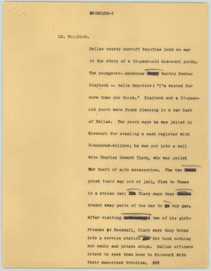 Primary view of object titled '[News Script: Escapers]'.