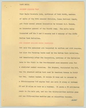Primary view of object titled '[News Script: Tank drill]'.