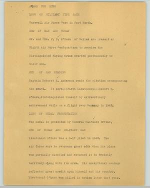 Primary view of object titled '[News Script: Award for Hero]'.