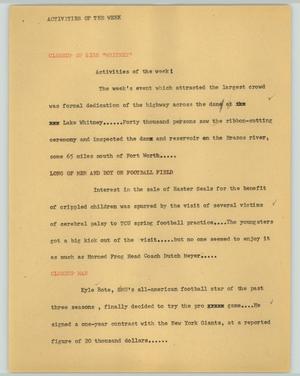 Primary view of object titled '[News Script: Activities of the week]'.