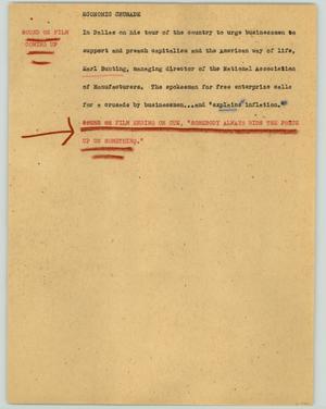 Primary view of object titled '[News Script: Economic crusade]'.