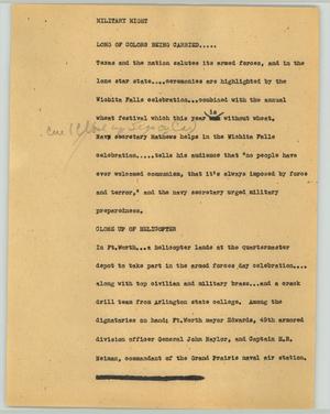 Primary view of object titled '[News Script: Military night]'.