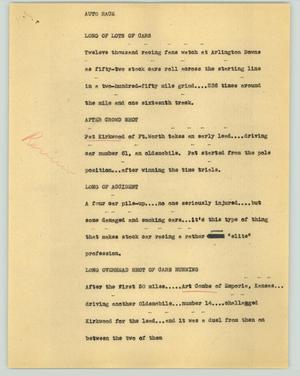Primary view of object titled '[News Script: Auto race]'.