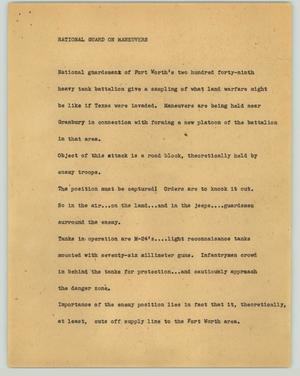Primary view of object titled '[News Script: National Guard on maneuvers]'.