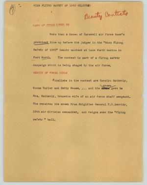 Primary view of object titled '[News Script: Miss Flying Safety of 1953 selected]'.
