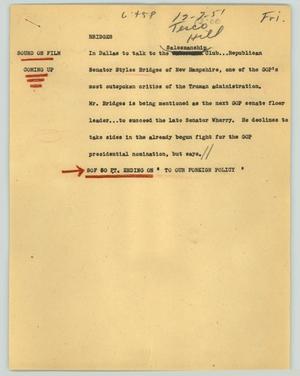 Primary view of object titled '[News Script: Bridges]'.