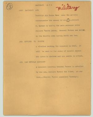 Primary view of object titled '[News Script: Randolph AFB]'.