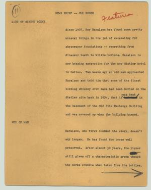Primary view of object titled '[News Script: News brief -- old booze]'.