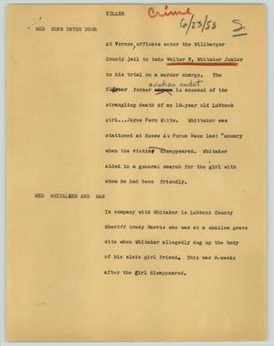 Primary view of object titled '[News Script: Killer]'.