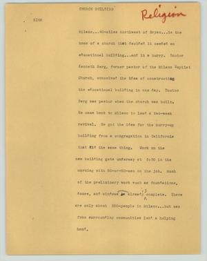 Primary view of object titled '[News Script: Church building]'.