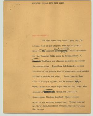 Primary view of object titled '[News Script: Westover Hills gets city water]'.