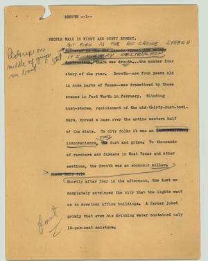 Primary view of object titled '[News Script: Drought]'.