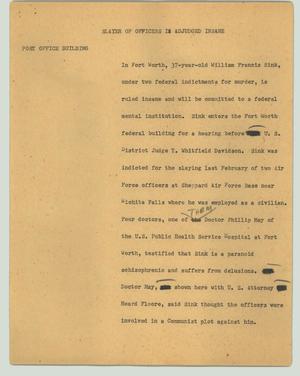 Primary view of object titled '[News Script: Slayer of officers is adjudged insane]'.